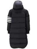 Thom Browne Downfilled Below Knee Hooded Shirtdress W/4 Bar In Shiny Ripstop