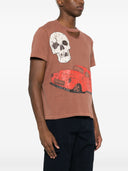 Erl Unisex Ripped Collar Skull Red Car Tshirt Knit