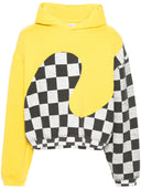 Erl Men Yellow Checker Swirl Hoodie Knit