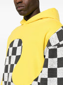 Erl Men Yellow Checker Swirl Hoodie Knit