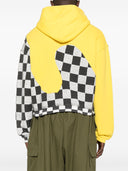 Erl Men Yellow Checker Swirl Hoodie Knit