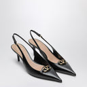 Valentino Garavani Slingback v Logo The Bold Edition Pombas de piel de becerro negra