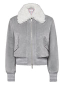 Thom Browne – Kurz geschnittene Fliegerjacke mit Lammfellkragen aus Wildleder