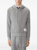 Thom Browne Long Sleeve Hoodie Pullover W/ Overdyed 4 Bar In Solid Loopback