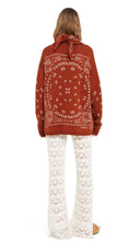 Alanui Bandana Jacquard Cardigan Brick Red Mult
