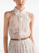 Prada Blumenbesticktes Seiden-Midikleid