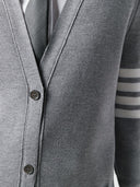 Thom Browne Milano Stitch Long V Neck Cardigan In Fine Merino Wool