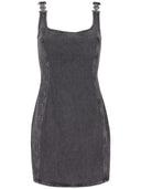 Marine Serre Moon Laser Grey Wash Denim Sleeveless Mini Dress