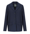 Mm Max Mara Todi Navy Blue Blazer met één borsten
