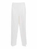 Fabiana Filippi Pantalone Ampio Con Nervatura In Jersey Punto Milano Color Bianco