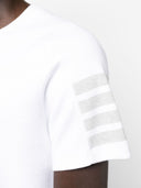 Thom Browne Short Sleeve Tee W/ 4 Bar Stripe In Milano Cotton