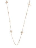 Tory Burch „Kira“-Halskette mit Logo und Perlen