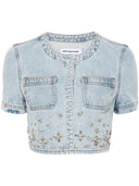 Autorretrato azul adornado con adorno de mezclilla