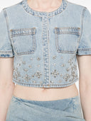 Autorretrato azul adornado con adorno de mezclilla