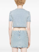 Autorretrato azul adornado con adorno de mezclilla