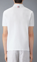 Thom Browne Short Sleeve Rib Cuff Polo W/ Engineered 4 Bar Stripe In Classic Pique