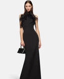 The Attico Long Dress Cady With Ostrich Feathers