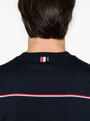 Thom Browne Oversized Short Sleeve Tee W/ Rwb Knit Trim In Medium Weight Jersey