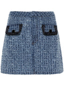Self Portrait Textured Denim Mini Skirt