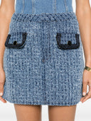 Self Portrait Textured Denim Mini Skirt