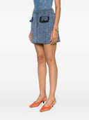 Self Portrait Textured Denim Mini Skirt