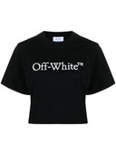 Off White Big Logo Bookish Crop Tee Black White