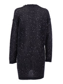 Fabiana Filippi Cardigan Oversize In Fettuccia Cotone Punto Brillante Color Blu Notte