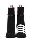 Thom Browne Trompe L'oeil 4 Bar Sandal Ankle Boot W/ 105 Mm Round Curved Heel In Stretch Soft Suede