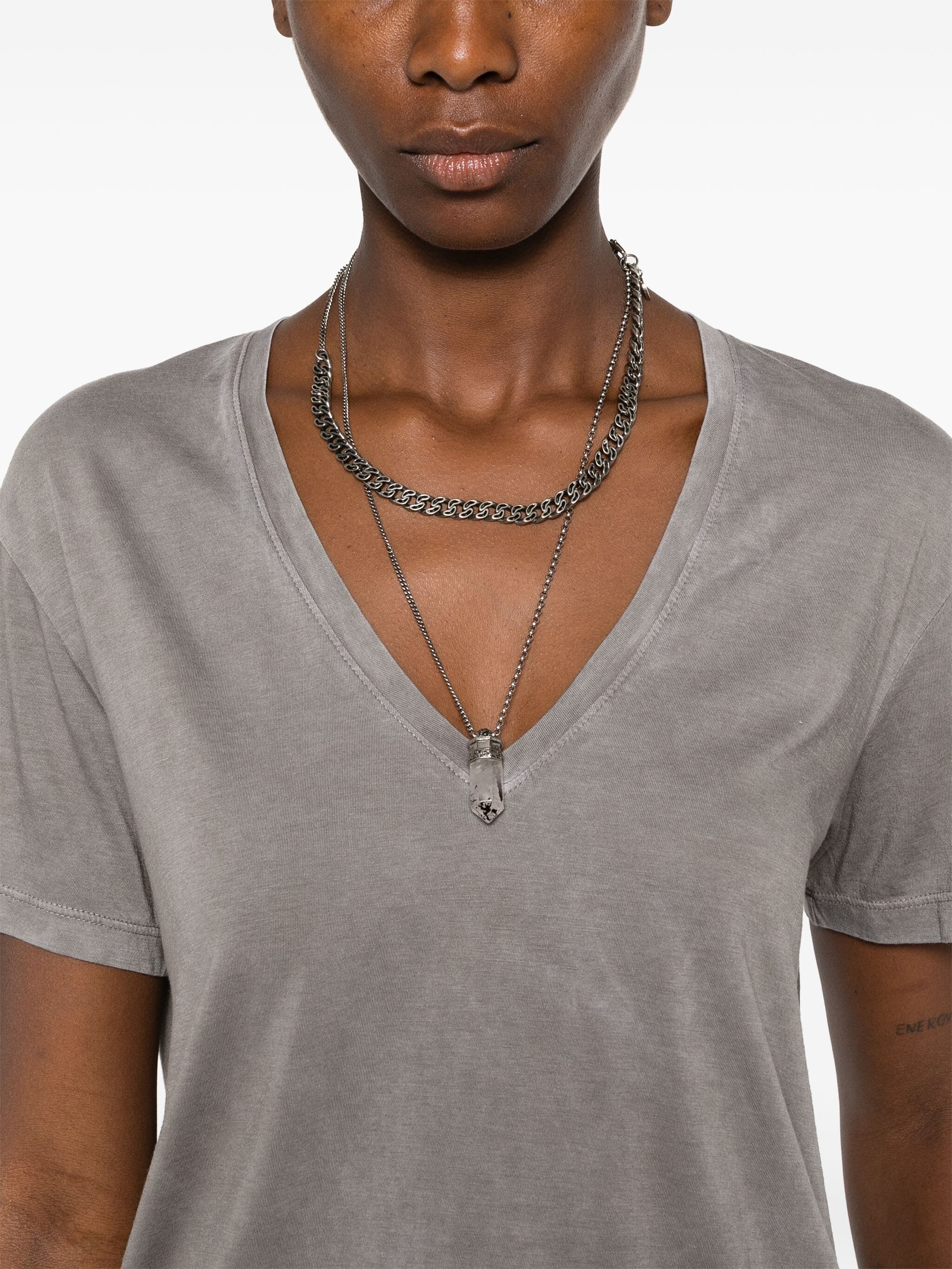 Katoenen burger de Mykonos v Neck