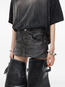 Alexander Wang Mini Skirt All Over Distressed Crystal