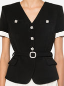 Auto -ritratto Black Cracks Contrasto vestito midi di chiffon