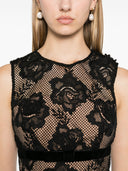 Autorretrato de encaje negro Velvet Bow Mini Vestido