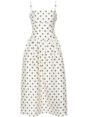 Self Portrait Cream Polka Dot Taffeta Midi Dress