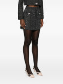 Selbstporträt schwarz strukturierter Denim -Minirock