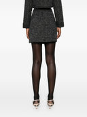 Selbstporträt schwarz strukturierter Denim -Minirock