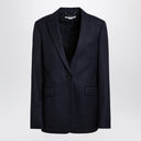 Stella Mc Cartney Navy Blue Single Breasted Jacket In Wool