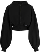 Alexander Wang Cropped Zip Up Hoodie With Branded Seam Label