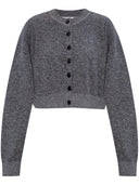 Alexander Wang Cardigan de cuello de la tripulación de manga larga con logotipo en relieve