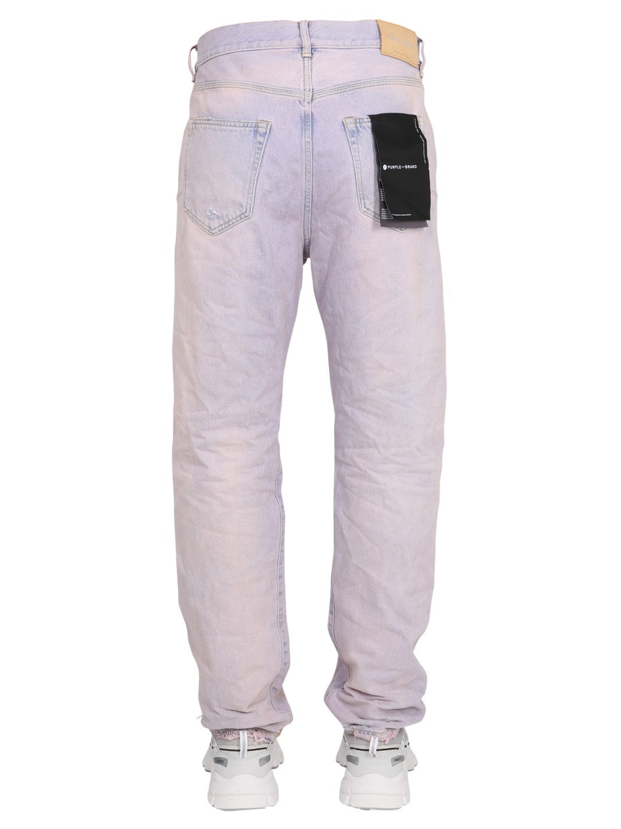 Jeans di marca viola in denim
