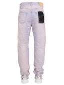 Jeans di marca viola in denim