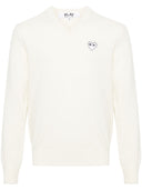 Comme Des Garçons Play Sweater White Emblem Knit