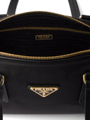 Prada Re Nylon And Leather Medium Top Handle Bag With Padlock