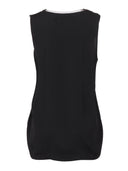 Fabiana Filippi Canotta Scollo V In Enver Satin Con Bordo Tulle,Filo Diamant Color Nero