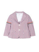 Thom Browne Patch Pocket Sport Coat W/ Rwb Armbands In Seersucker Stripe