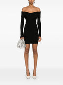 Self Portrait Black Off Shoulder Knit Mini Dress