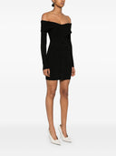 Self Portrait Black Off Shoulder Knit Mini Dress