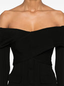 Self Portrait Black Off Shoulder Knit Mini Dress