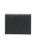 Thom Browne Double Card Holder In Pebble Grain Leather