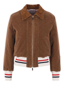 Thom Browne Down Filled Cropped Flight Jacket In Narrow Wale Corduroy