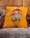 Les Ottomans Embroidered Velvet Cushion Mushrooms